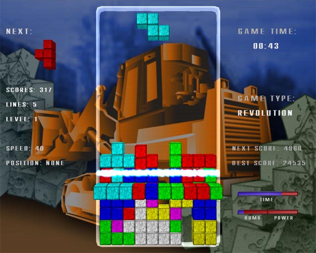 Tetris Revolution is a great 3D remake of the all-time classic Tetris game. Screen Shot